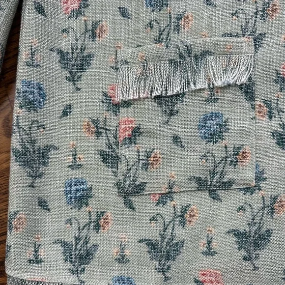 Tuckernuck Jardin Floral Fringe Tunic Top Woven Pastel 3/4 Sleeve Cottage core M - Picture 9 of 9